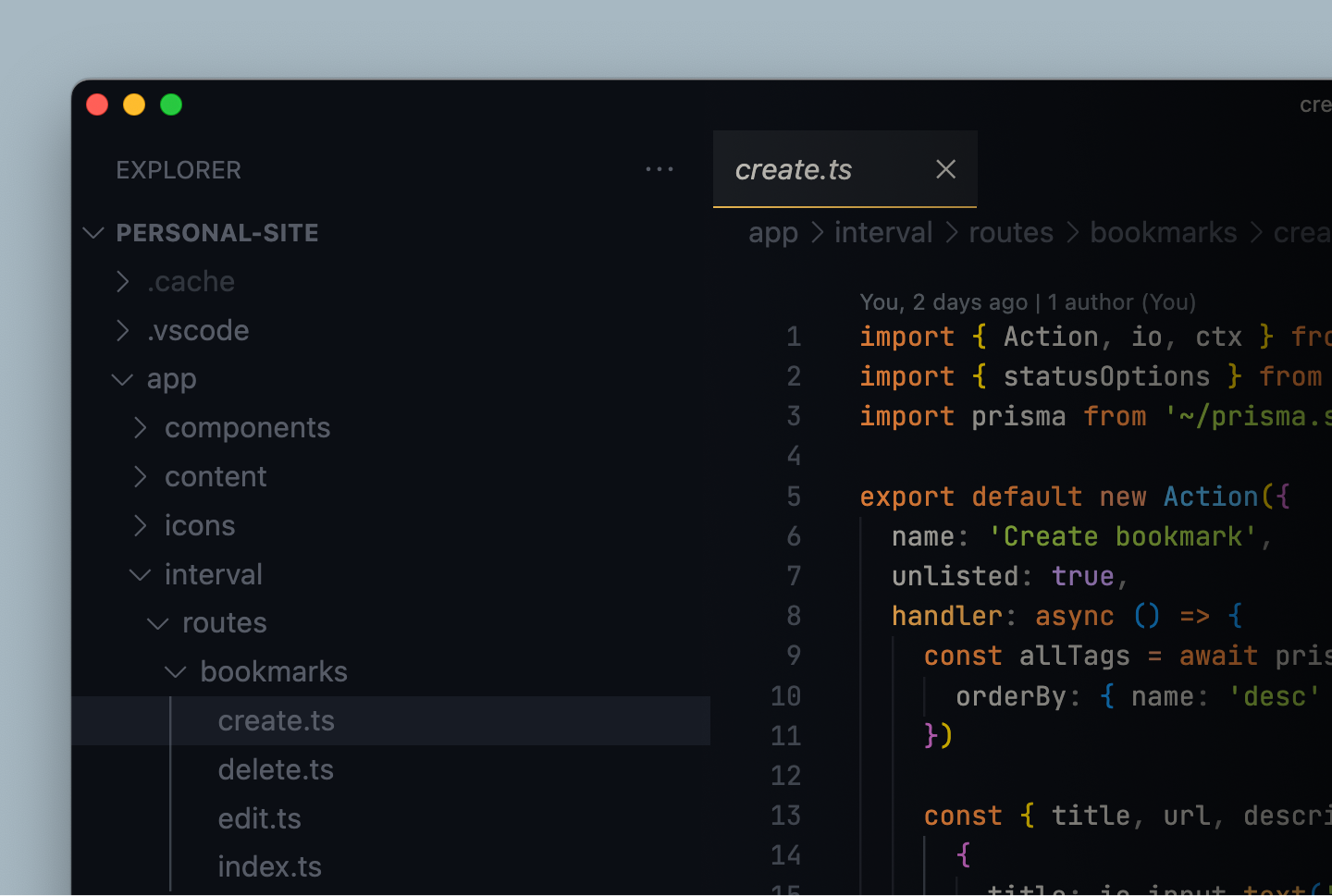 A screenshot of a code editor using the new file routing API.